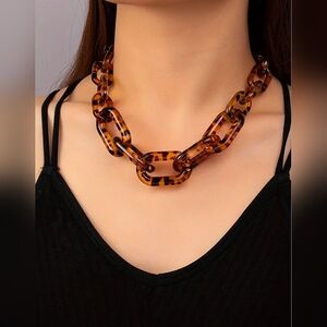 Leopard Acrylic Chunky Chain Necklace